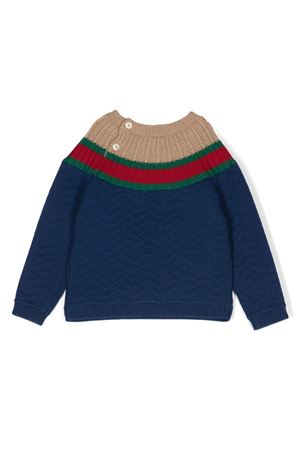 Navy Blue Wool Jumper GUCCI KIDS | 739064XKDA54670